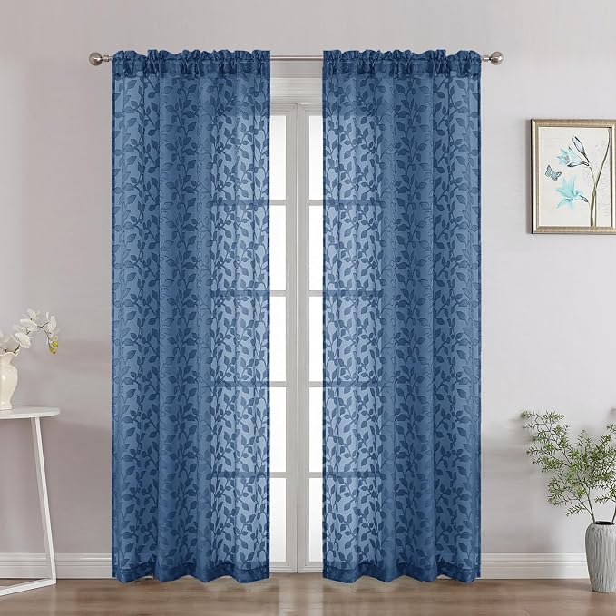 Chyhomenyc Dusty Blue Sheer Curtains 72 Inches Long 2 Panels Set, Light by Chyhomenyc
