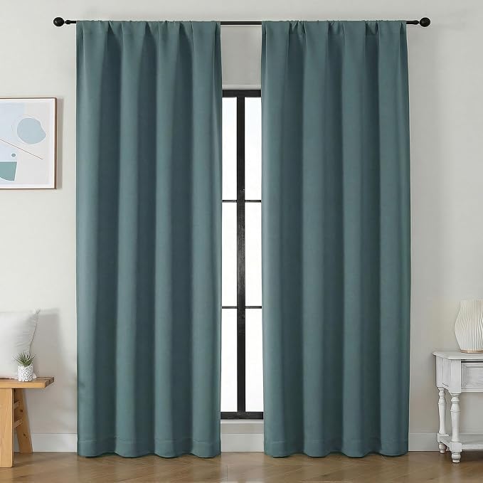 Simplebrand Ava Dark Green Blackout Curtains by Simplebrand