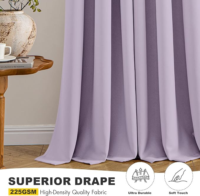 MIULEE Lilac Blackout Curtains for Bedroom Living Room 84 Inches Long 2 Panels - Image 5