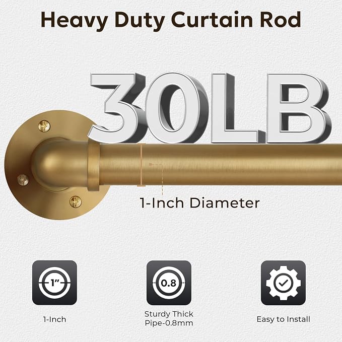 Zeerobee Curtain Rods for Windows 66 to 120, 1 Inch Industrial Wrap Around Warm - Image 4