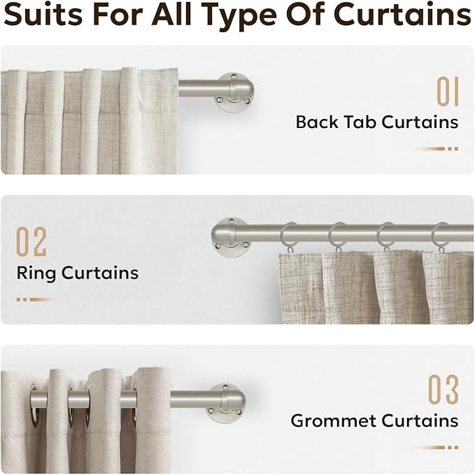 Zeerobee Curtain Rods for Windows 144 to 168, 1 Inch Industrial Wrap Around - Image 8