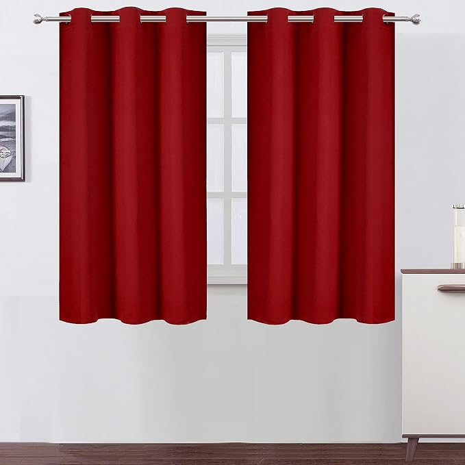LEMOMO Red Thermal Blackout Curtains/38 x 54 Inch/Set of 2 Panels Room by Lemomo
