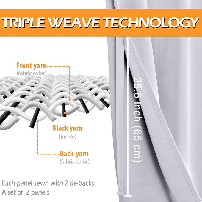 Blackout Curtains for Bedroom, 2 Panels, Energy Saving, Window Curtains - Image 3
