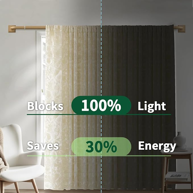 Boho Wood Grain Curtain Rods for Windows 66-120Inch Heavy Duty Wrap Around - Image 4