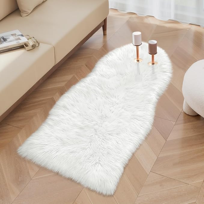 Ciicool Ultra Soft Faux Sheepskin Fur Rug Fluffy Chair Rug - Image 3