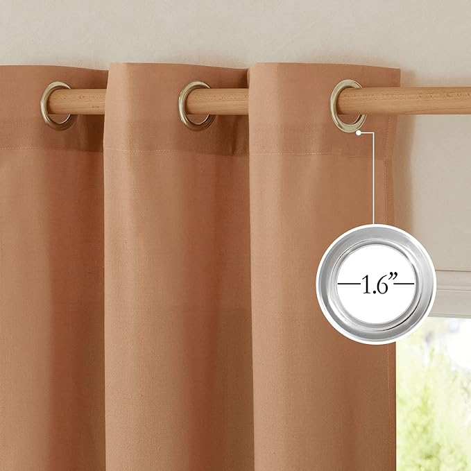 NICETOWN Linen Burnt Orange Window Curtains 84 inches Long, Grommet Thick Linen - Image 6