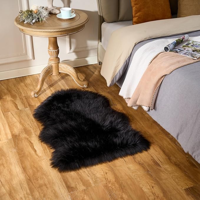 EasyJoy Ultra Soft Fluffy Shaggy Area Rug Faux Fur Rug Chair Cover Seat Pad - Image 2