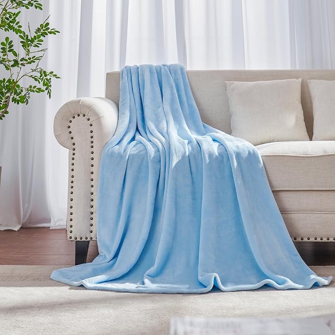 JIAHANNHA Light Blue Throw Blanket Fleece Blanket Throw Size, Super Soft Cozy by JIAHANNHA