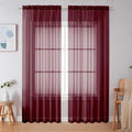 Simplebrand Burgundy Red Sheer Curtains 84 Inches Long, Light Filtering Rod by Simplebrand