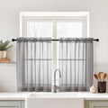Grey Small Sheer Curtains Tier 24 Inches Length 2 Pieces, Light Filtering Cafe by Home