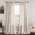 Beige Linen Curtains 84 Inch Length 2 Panels Back Tab Rod Pocket Semi Sheer by Nanspring