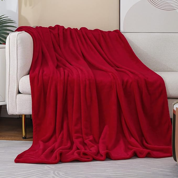 JIAHANNHA Fleece Blanket King Size Red 108 by 90 Inches Blankets - Image 3