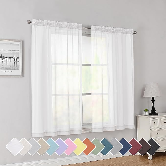 Simplebrand Rod Pocket Top Solid Voile Sheer Curtains by Simplebrand