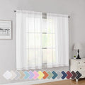 Simplebrand White Short Sheer Curtains 45 Inch Length by Simplebrand