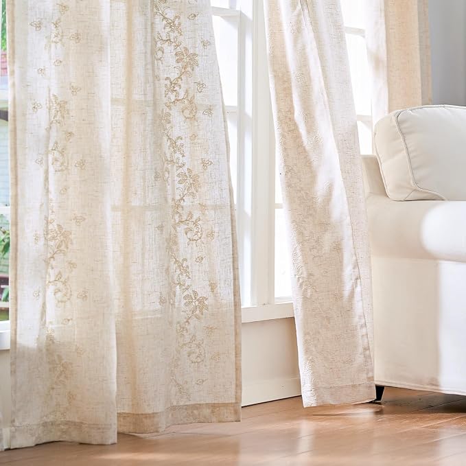jinchan Evelyn Embroidered Linen Curtains - Image 4