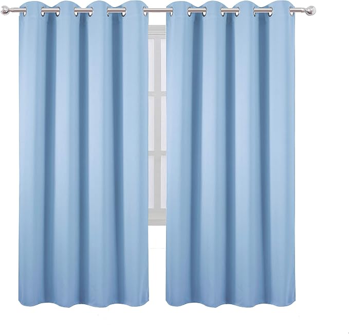 LEMOMO Sky Blue Thermal Blackout Curtains/52 x 72 Inch/Set of 2 Panels Room - Image 2
