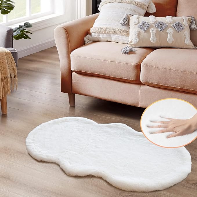 ORINOVA White Faux Rabbit Fluffy Fur Rugs by ORINOVA