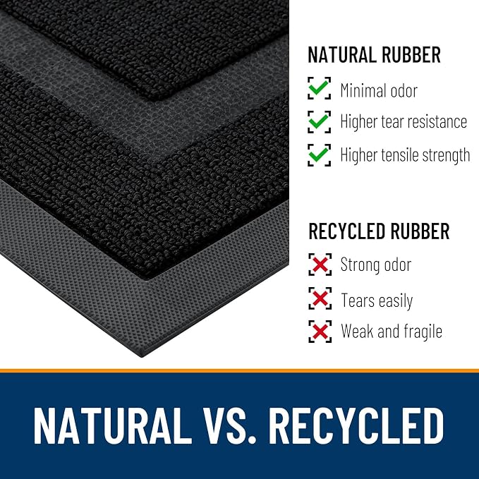 OLANLY Half Circle Front Door Mat Outside 59x34 All-Season Rubber Doormat | Jet - Image 3