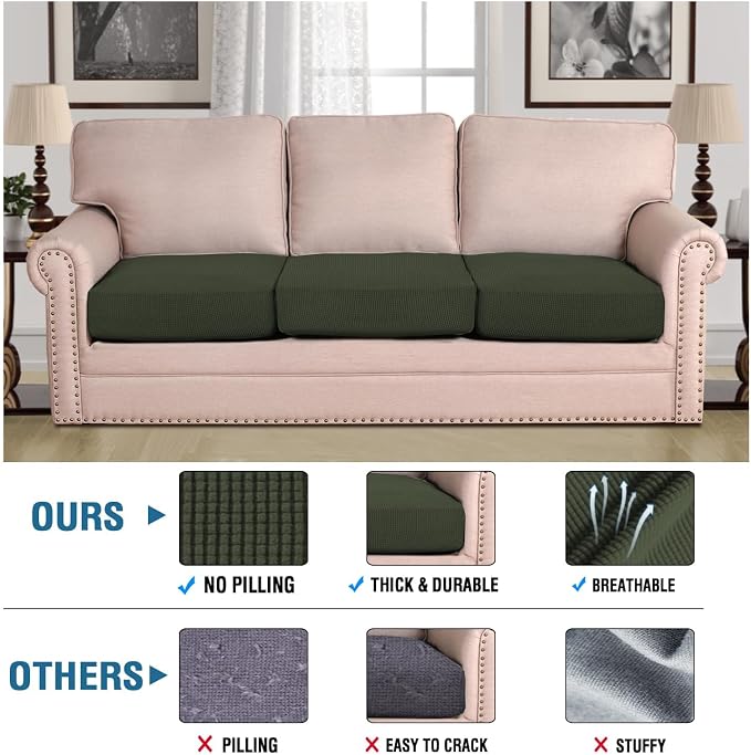 H.VERSAILTEX Super Stretch Individual Seat Cushion Covers Sofa Covers Couch - Image 2