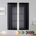 Simplebrand Black Sheer Curtains 63 Inch Length 2 Panels, Rod Pocket Solid by Simplebrand