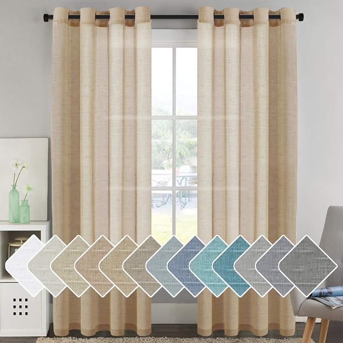 H.VERSAILTEX Linen Curtains Flax Linen Blended Curtain Panels by HVERSAILTEX