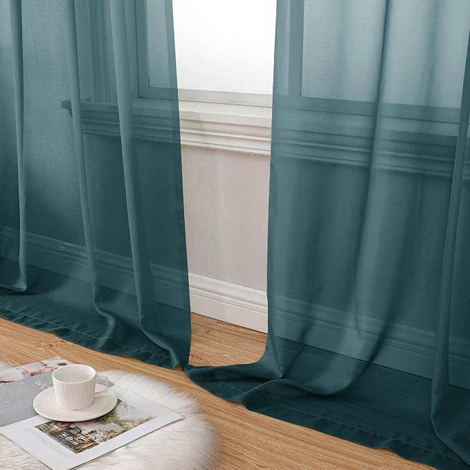 Aiyufeng Dusty Blue Sheer Curtains 84 Inches Long 2 Panels Set, Light Filtering - Image 7