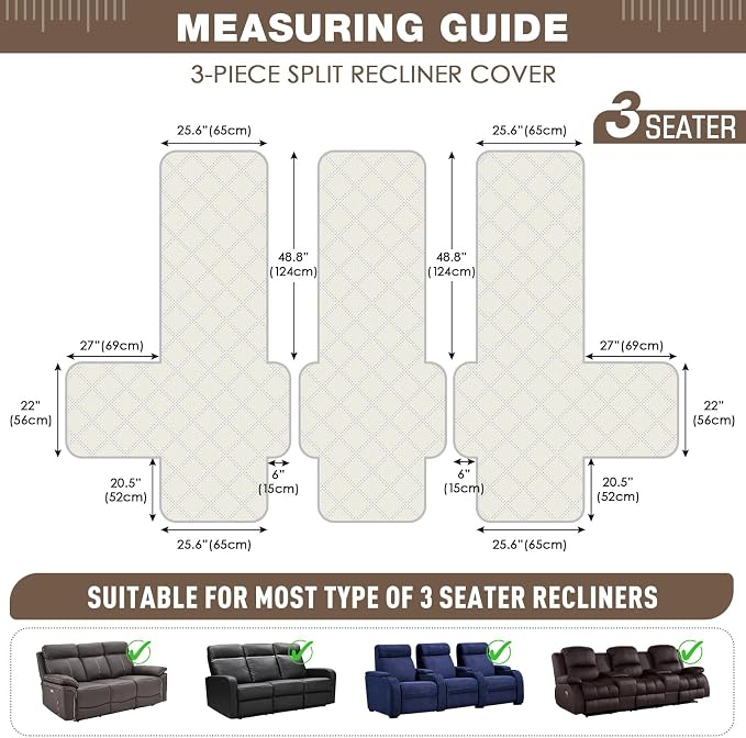 TAOCOCO 100% Waterproof Recliner Sofa Covers, Non Slip Split Couch Covers - Image 2
