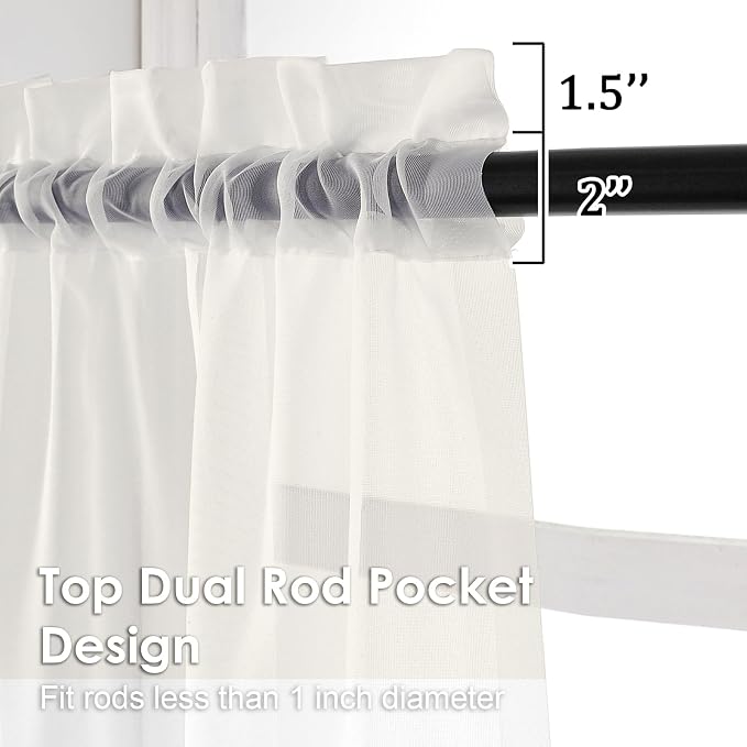 OVZME Ivory Sheer Curtains 78 Inches Long 2 Panels - Image 3