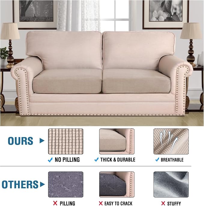 H.VERSAILTEX Super Stretch Individual Seat Sofa Covers Couch Slipcover Sets - Image 2