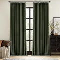 MIULEE Olive Green Pinch Pleated 100% Blackout Linen Curtains 40x96 Inches | by MIULEE