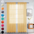 youleyar Solid Sheer Rod Pocket Curtain Voile Draperies 2 Panels White Beige by Youleyar