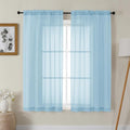 Gwine Sky Blue Sheer Curtains 63 Inch Length by Gwine