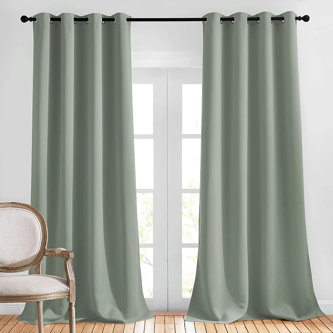 NICETOWN Room Darkening Sage Green Curtains 108 inch Length by NICETOWN