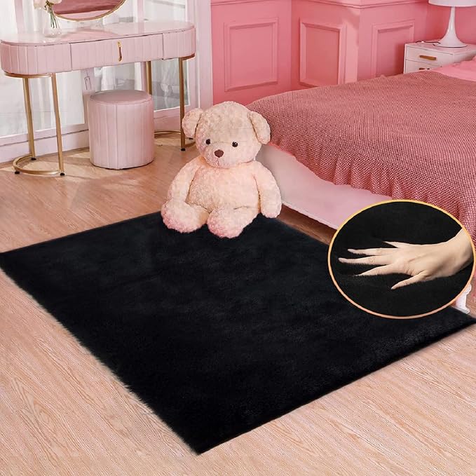 ORINOVA Fuzzy Rabbit Fur Rug Fluffy Rugs Washable Area Rugs by ORINOVA