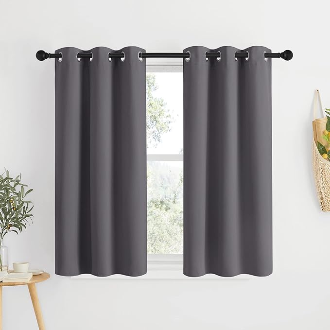 NICETOWN Grey Blackout Curtain Panels 48 inch Long Set of 2 by NICETOWN