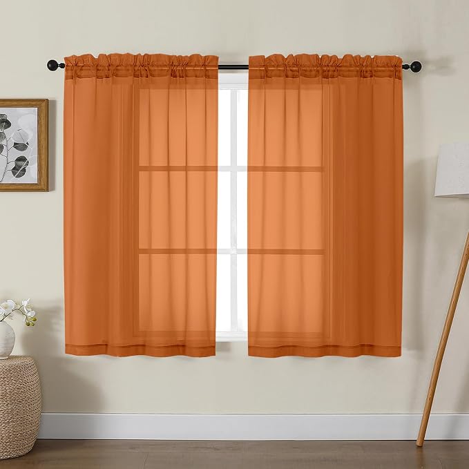 Gwine Burnt Orange Sheer Curtains by Gwine