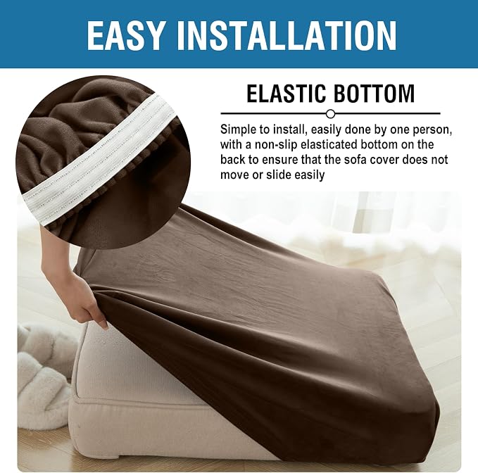 Couch Cover Stretch Velvet Sofa Cushion Cover 3-Piece - Image 6