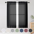 OWENIE Black Sheer Curtains, Sheer Curtains 63 inch Length 2 Panels Set by OWENIE