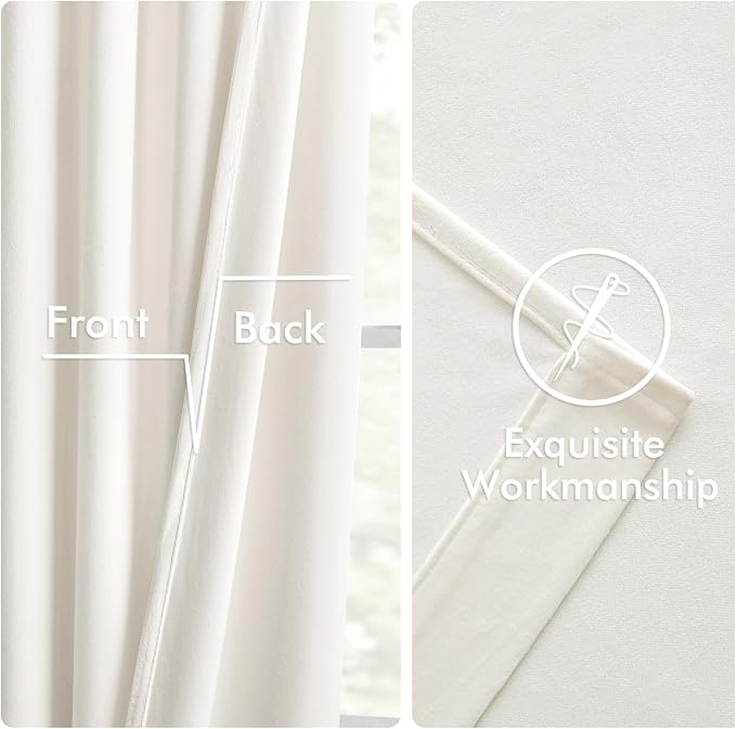 MIULEE Velvet Curtains 50W x 120L 2 Panels Ivory Blackout Curtains | Luxury - Image 6