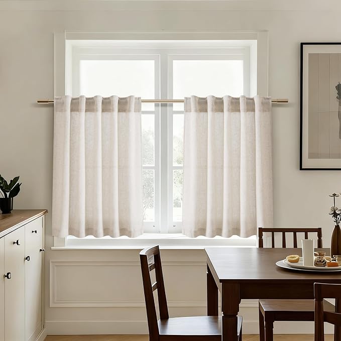 Nanspring Beige Farmhouse Curtains 30 Inch Length - Image 7