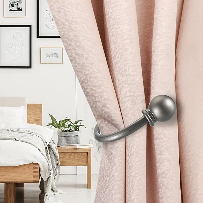 Sumnacon Set of 2 Decorative Curtain Holdbacks, Wall Mounted Aluminum Alloy - Image 3