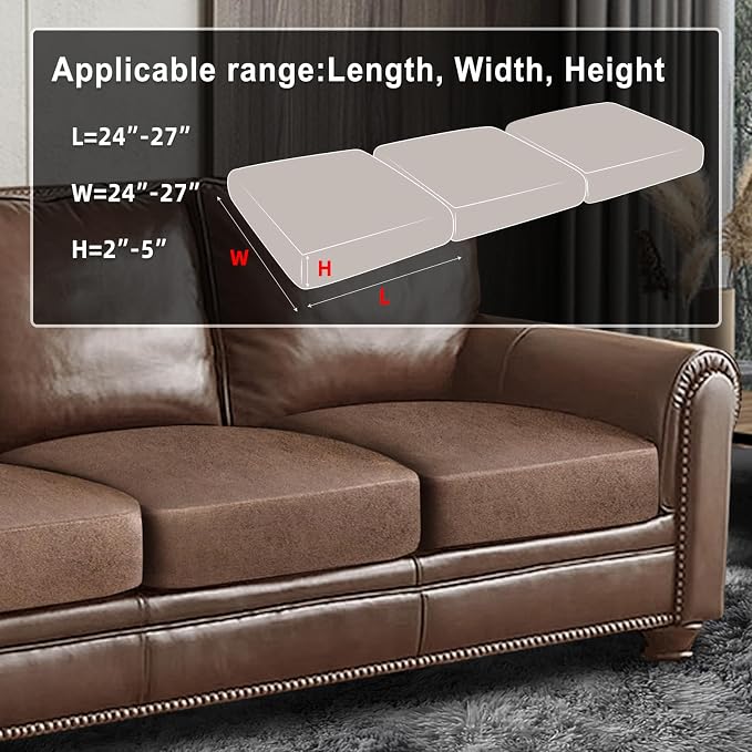 Leather Look Couch Cushion Covers Sofa Seat Slipcovers Sets Couches Furniture - Image 3