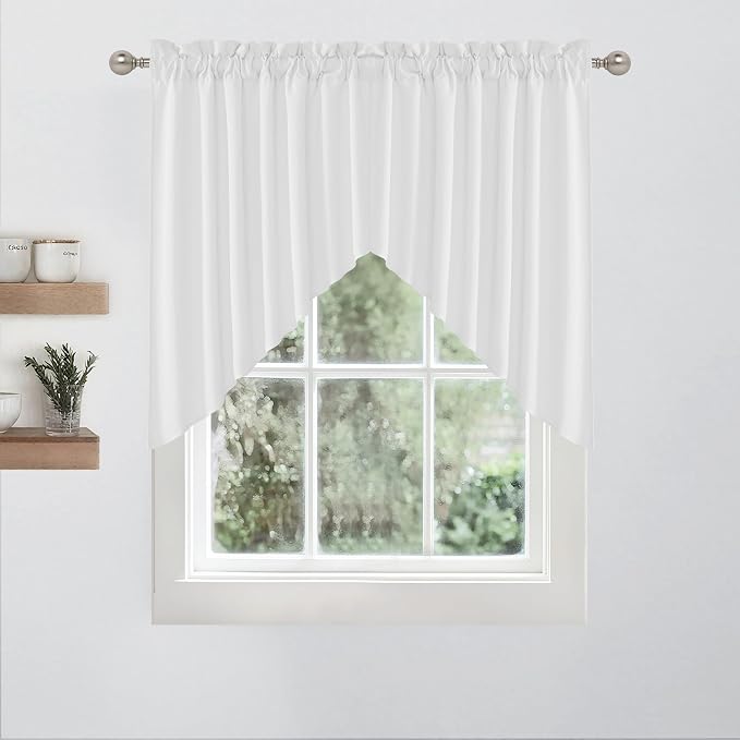 RYB HOME 2 Panels Valance for Windows Thick Faux Linen Blended Light Filtering - Image 7