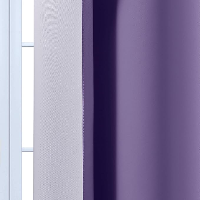 Yakamok Greyish White and Lavender Purple Ombre Curtains, Light Blocking - Image 6