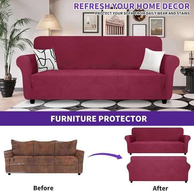 ZNSAYOTX Super Stretch Couch Cover, New Striped Sofa Covers Fitted Slipcovers - Image 2
