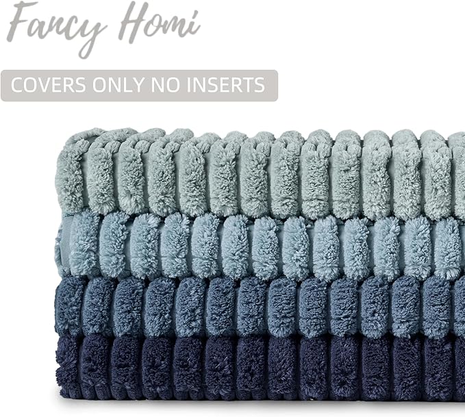 Fancy Homi Set of 4 Blue Lumbar Rectangle Decorative Throw Pillow Covers 16x24 - Image 4