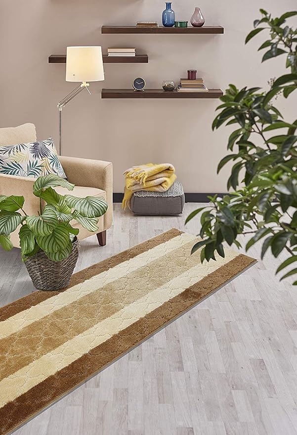 Custom Length Hallway Runner Rug, Slip Resistant, Trellis Beige, 26 Inch X 4 - Image 4