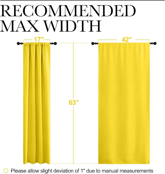NICETOWN Bright Yellow Blackout Curtains 63 inches Long - Image 5