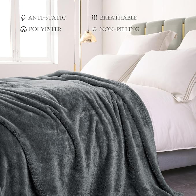 Exclusivo Mezcla Plush Fuzzy Fleece Bed Blanket King Size, Super Soft, Fluffy - Image 5