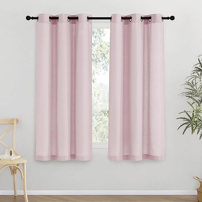 NICETOWN Blush Pink Short Linen Curtains by NICETOWN